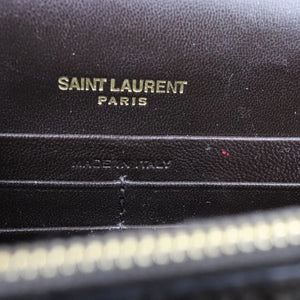 Saint Laurent YSL Kate Tassel Chain Wallet Calfskin Crocodile Embossed Black GHW