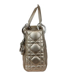 将图片加载到图库查看器，Christian Dior Lady Dior Mini Metallic Lambskin Cannage Gold SHW
