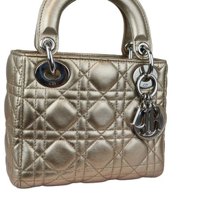 Christian Dior Lady Dior Mini Metallic Lambskin Cannage Gold SHW