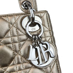 将图片加载到图库查看器，Christian Dior Lady Dior Mini Metallic Lambskin Cannage Gold SHW
