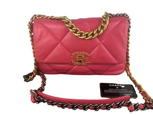 Chanel 19 Small Dark Pink Lambskin Mixed Hardware