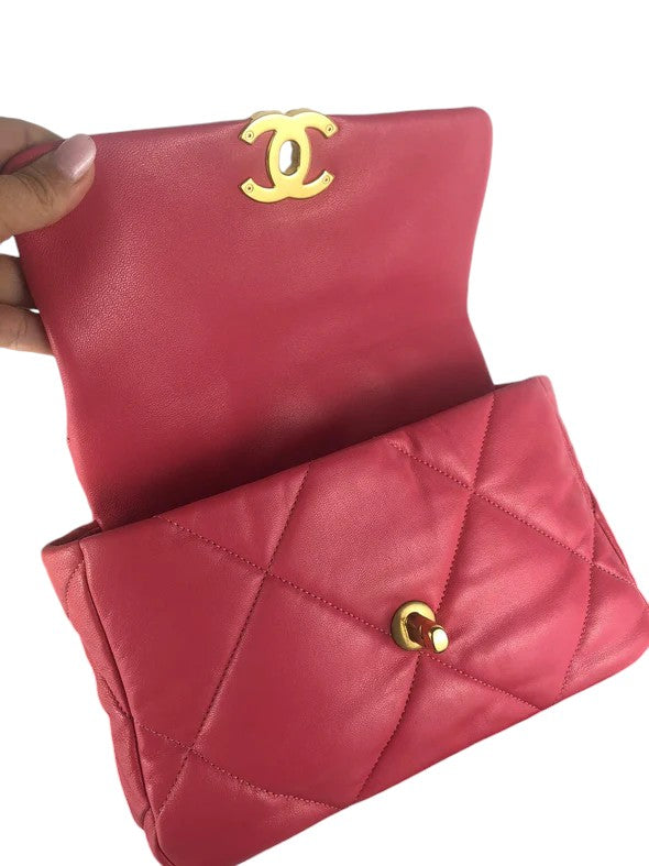 Chanel 19 Small Dark Pink Lambskin Mixed Hardware