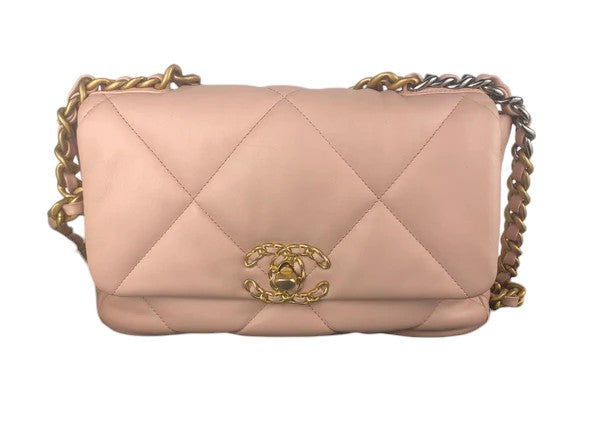 Chanel 19 Small Nude Pink Lambskin Mixed Hardware