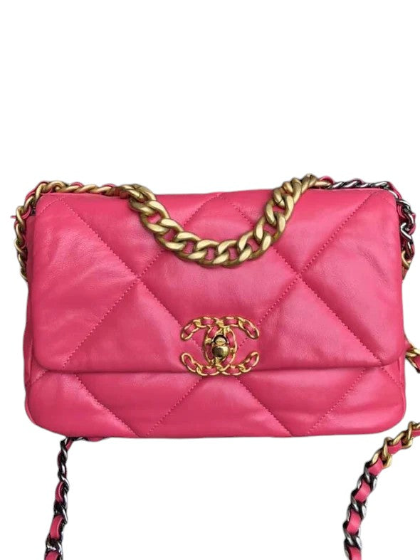 Chanel 19 Small Dark Pink Lambskin Mixed Hardware