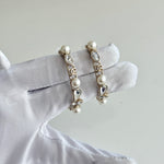 Load image into Gallery viewer, Chanel CC Faux Pearl And Crystal Hoop Earrings
