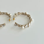 Load image into Gallery viewer, Chanel CC Faux Pearl And Crystal Hoop Earrings
