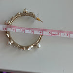 Load image into Gallery viewer, Chanel CC Faux Pearl And Crystal Hoop Earrings
