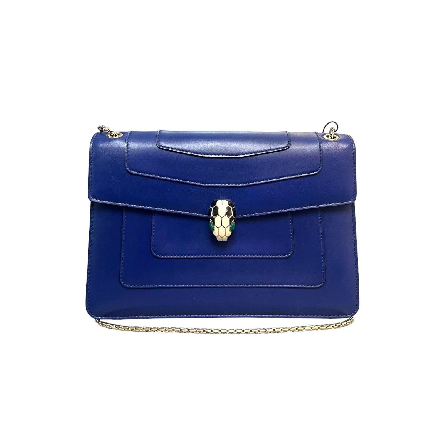 Bvlgari Serpenti Forever Shoulder Calfskin Blue GHW