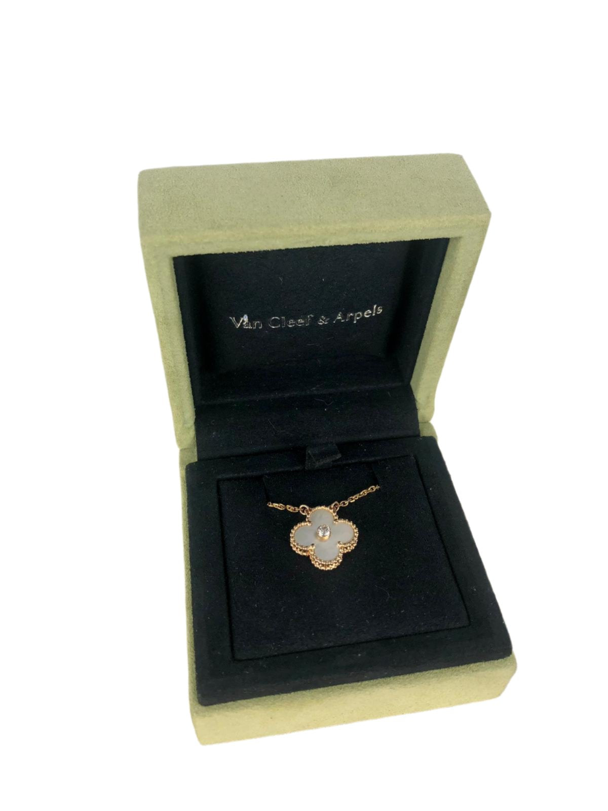 Van Cleef and Arpels VCA Vintage Alhambra Holiday Pendant, Diamond, Mother of Pearl, 18kt Gold Hardware