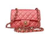 将图片加载到图库查看器，Chanel Classic Mini 18S Pearl Pink Caviar Gold-Tone Hardware
