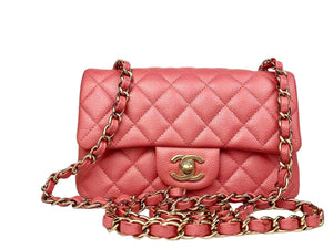 Chanel Classic Mini 18S Pearl Pink Caviar Gold-Tone Hardware