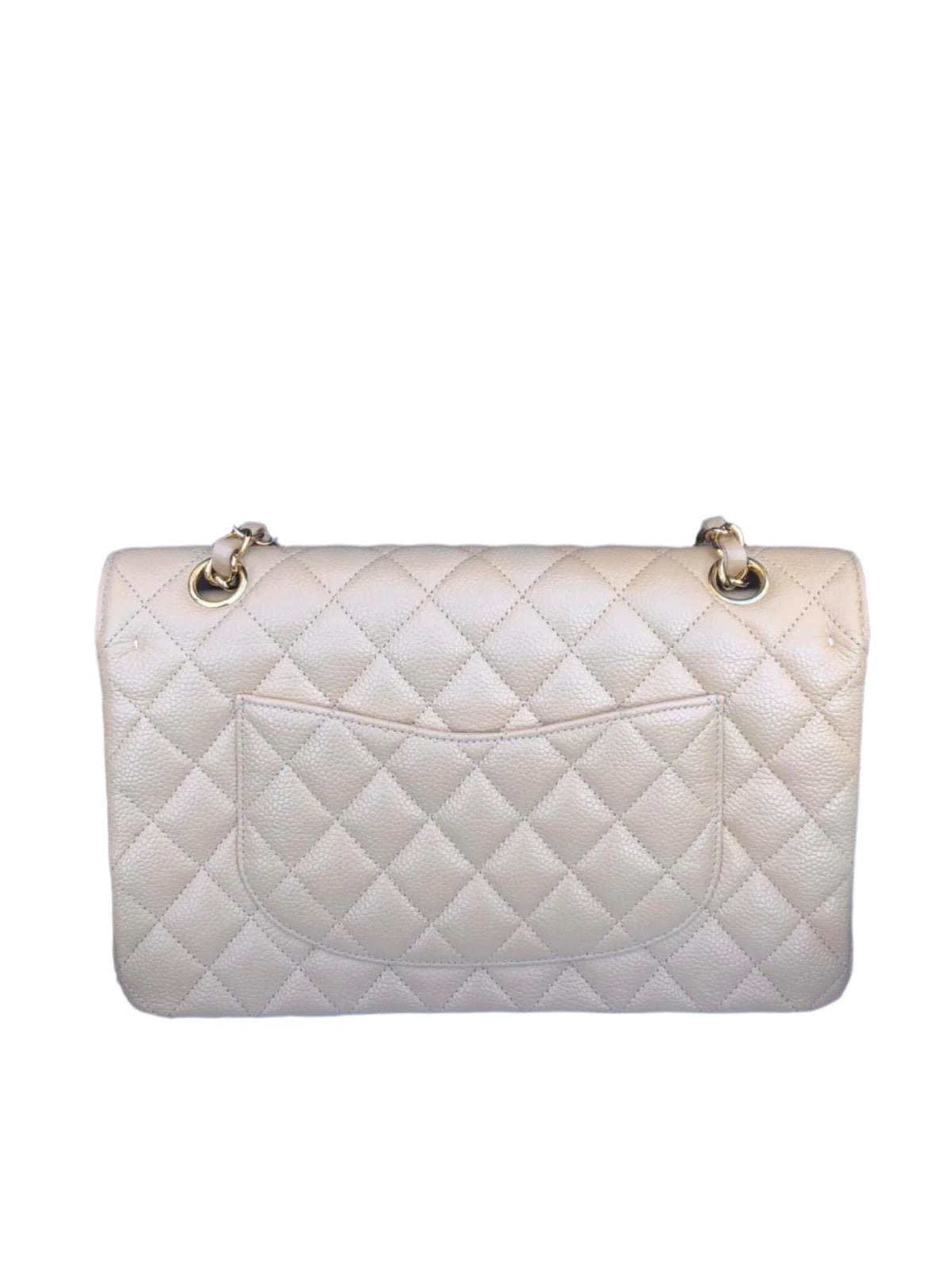 Chanel Timeless Classic Medium Beige Caviar Gold-Tone Hardware