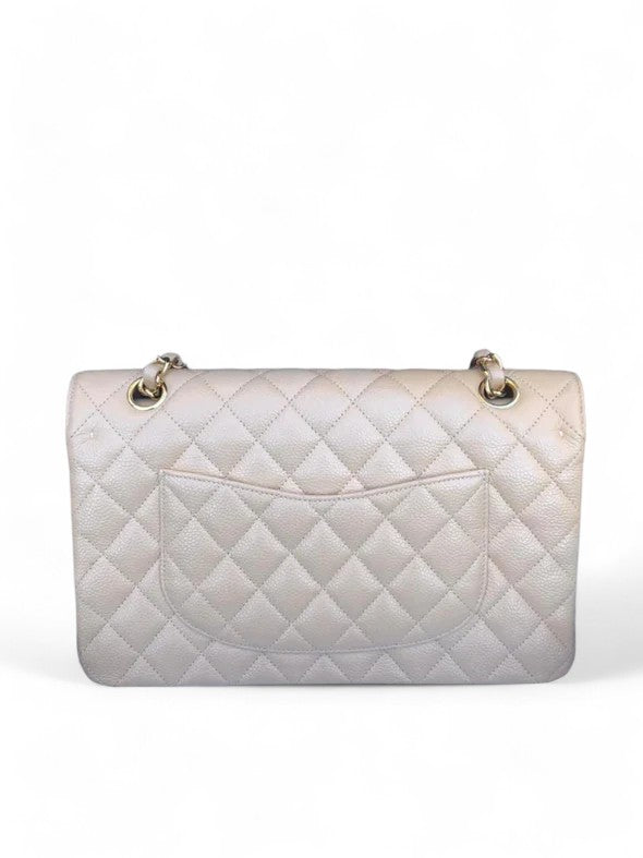 Chanel Timeless Classic Medium Beige Caviar Gold-Tone Hardware