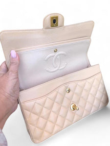 Chanel Timeless Classic Medium Beige Caviar Gold-Tone Hardware