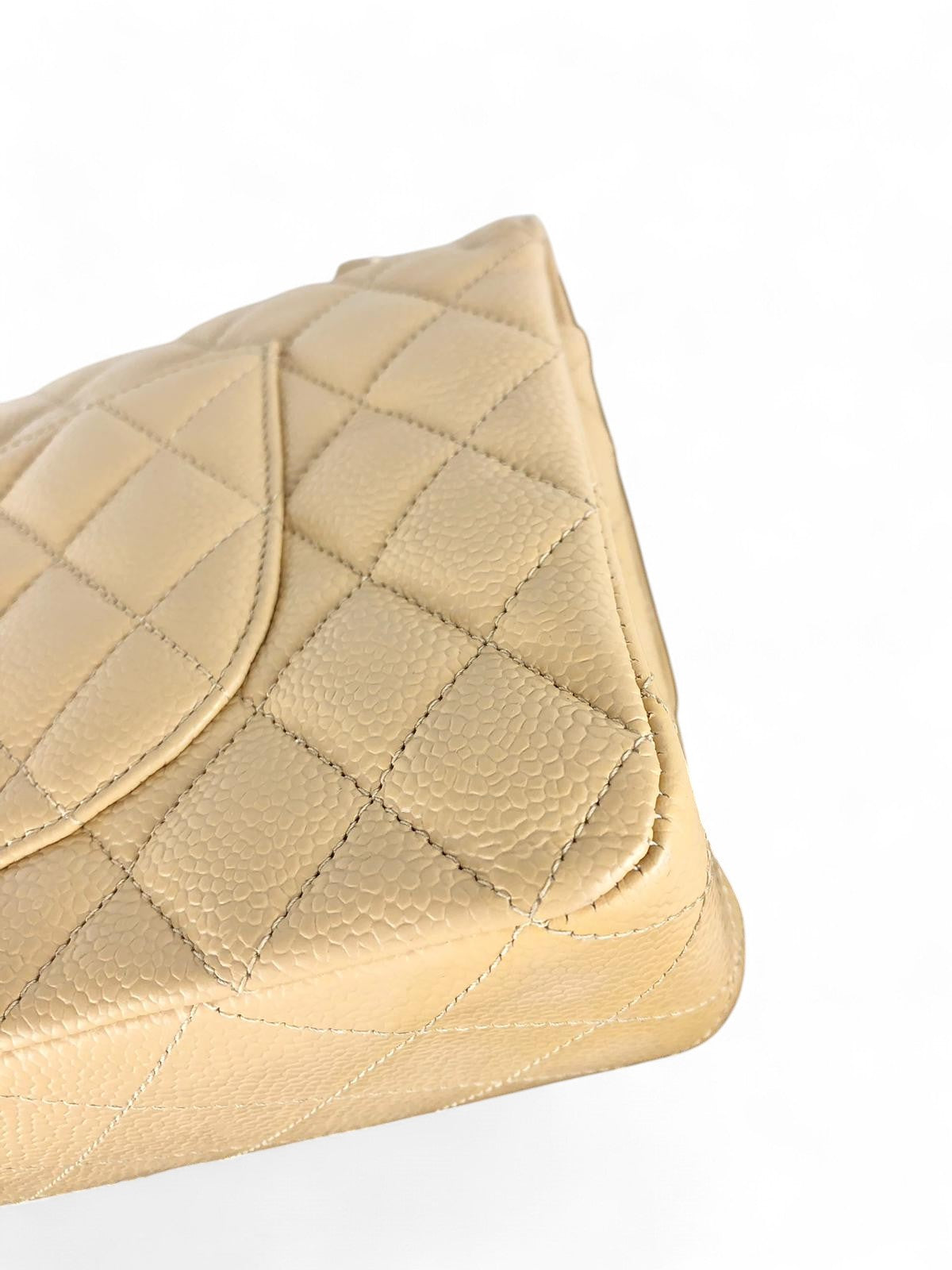 Chanel Timeless Classic Medium Beige Caviar Gold-Tone Hardware