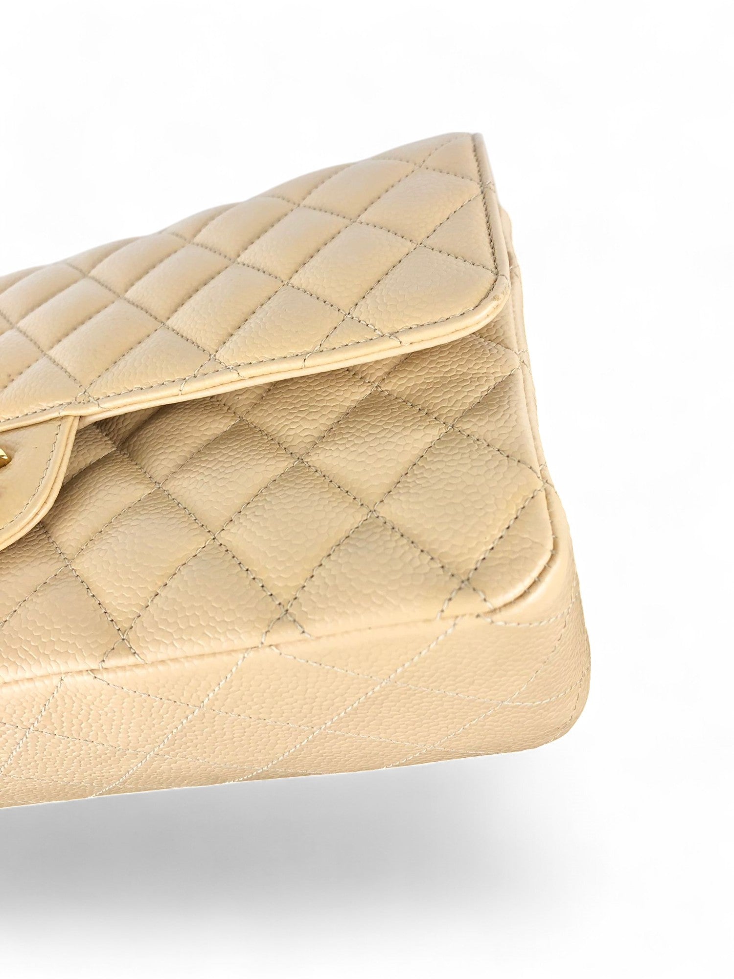 Chanel Timeless Classic Medium Beige Caviar Gold-Tone Hardware