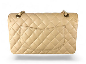 Chanel Timeless Classic Medium Beige Caviar Gold-Tone Hardware