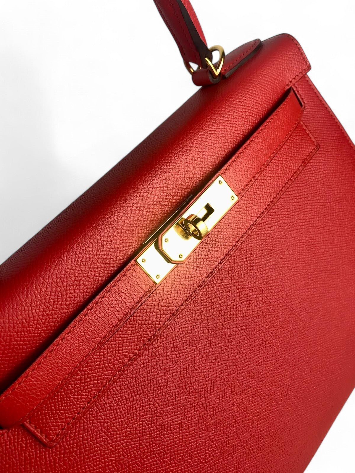 Hermes Kelly 28 Sellier Rouge Tomate Veau Epsom, 24kt Gold-plated Hardware