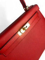 Load image into Gallery viewer, Hermes Kelly 28 Sellier Rouge Tomate Veau Epsom, 24kt Gold-plated Hardware
