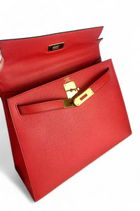 Hermes Kelly 28 Sellier Rouge Tomate Veau Epsom, 24kt Gold-plated Hardware