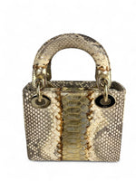 Load image into Gallery viewer, Christian Dior Lady Dior Mini Gold Exotic Leather Gold-tone Hardware
