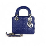 Load image into Gallery viewer, Christian Dior Lady Dior Mini Quilted Electric Blue Lambskin Silver-tone Hardware
