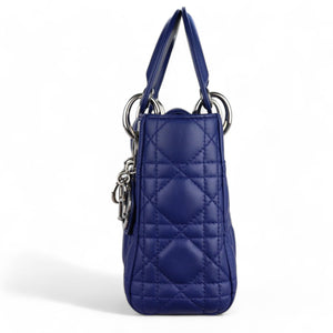 Christian Dior Lady Dior Mini Quilted Electric Blue Lambskin Silver-tone Hardware