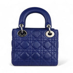 Load image into Gallery viewer, Christian Dior Lady Dior Mini Quilted Electric Blue Lambskin Silver-tone Hardware
