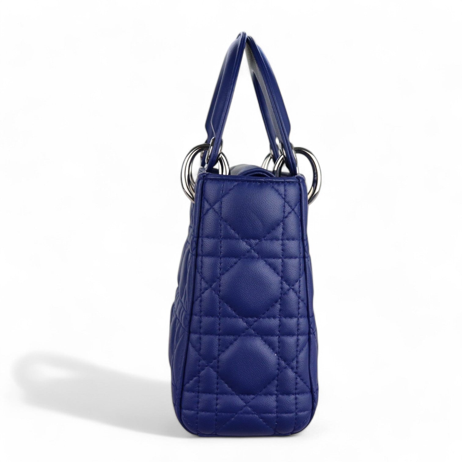 Christian Dior Lady Dior Mini Quilted Electric Blue Lambskin Silver-tone Hardware