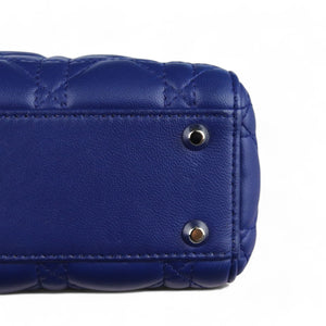 Christian Dior Lady Dior Mini Quilted Electric Blue Lambskin Silver-tone Hardware