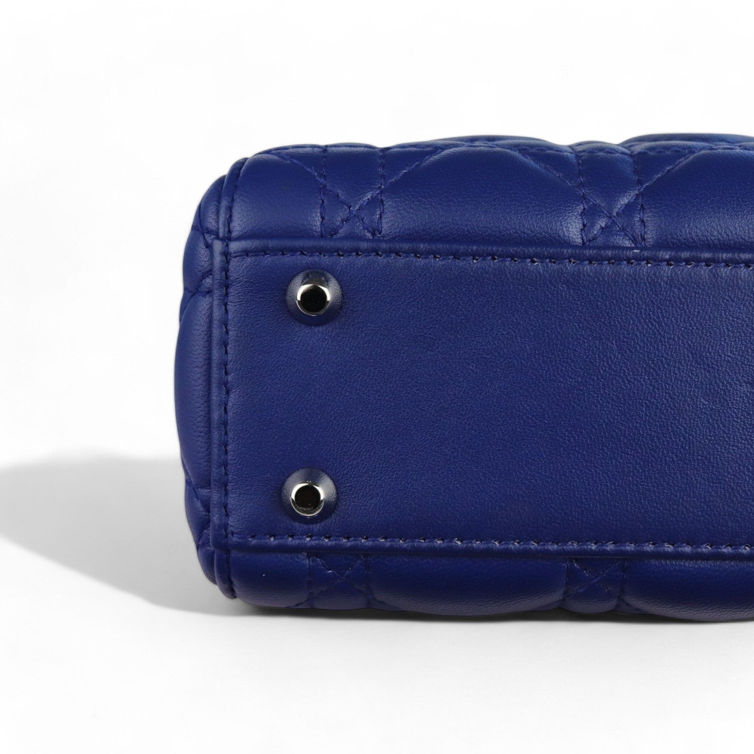 Christian Dior Lady Dior Mini Quilted Electric Blue Lambskin Silver-tone Hardware