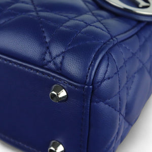 Christian Dior Lady Dior Mini Quilted Electric Blue Lambskin Silver-tone Hardware