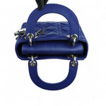 Load image into Gallery viewer, Christian Dior Lady Dior Mini Quilted Electric Blue Lambskin Silver-tone Hardware
