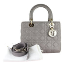 Load image into Gallery viewer, Christian Dior Lady Dior Medium Grey Quilted Lambskin Gold-tone Hardware
