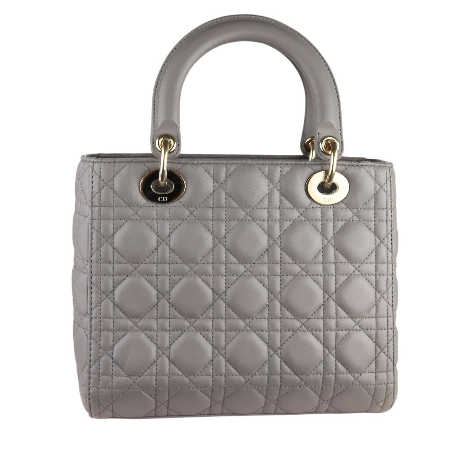 Christian Dior Lady Dior Medium Grey Quilted Lambskin Gold-tone Hardware