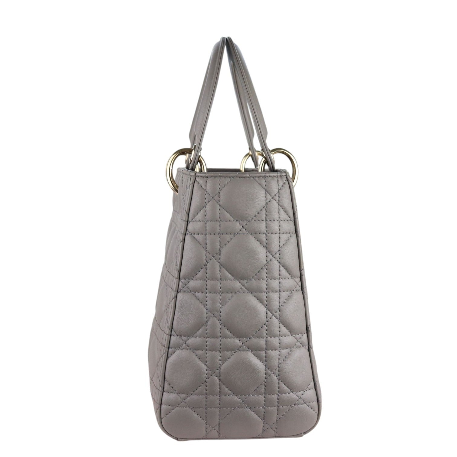 Christian Dior Lady Dior Medium Grey Quilted Lambskin Gold-tone Hardware