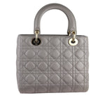 Load image into Gallery viewer, Christian Dior Lady Dior Medium Grey Quilted Lambskin Gold-tone Hardware
