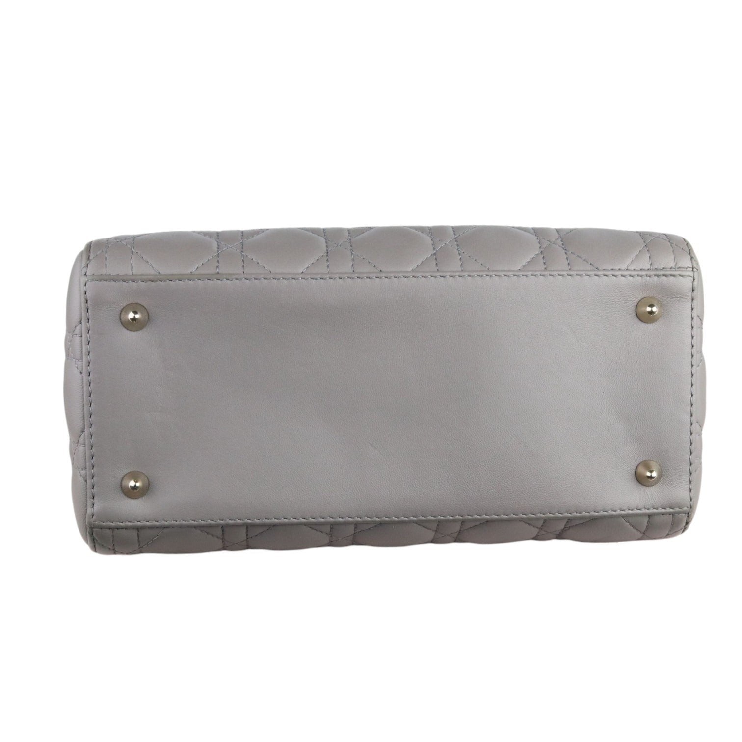 Christian Dior Lady Dior Medium Grey Quilted Lambskin Gold-tone Hardware