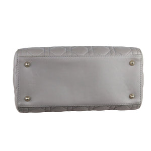 Christian Dior Lady Dior Medium Grey Quilted Lambskin Gold-tone Hardware