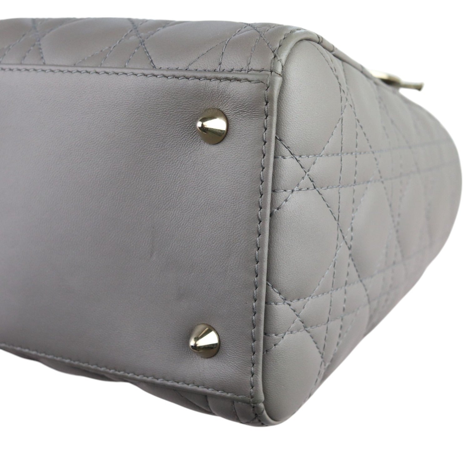 Christian Dior Lady Dior Medium Grey Quilted Lambskin Gold-tone Hardware