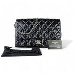 Load image into Gallery viewer, Chanel Clutch with Chain Flap Patent Quilted Black SHW
