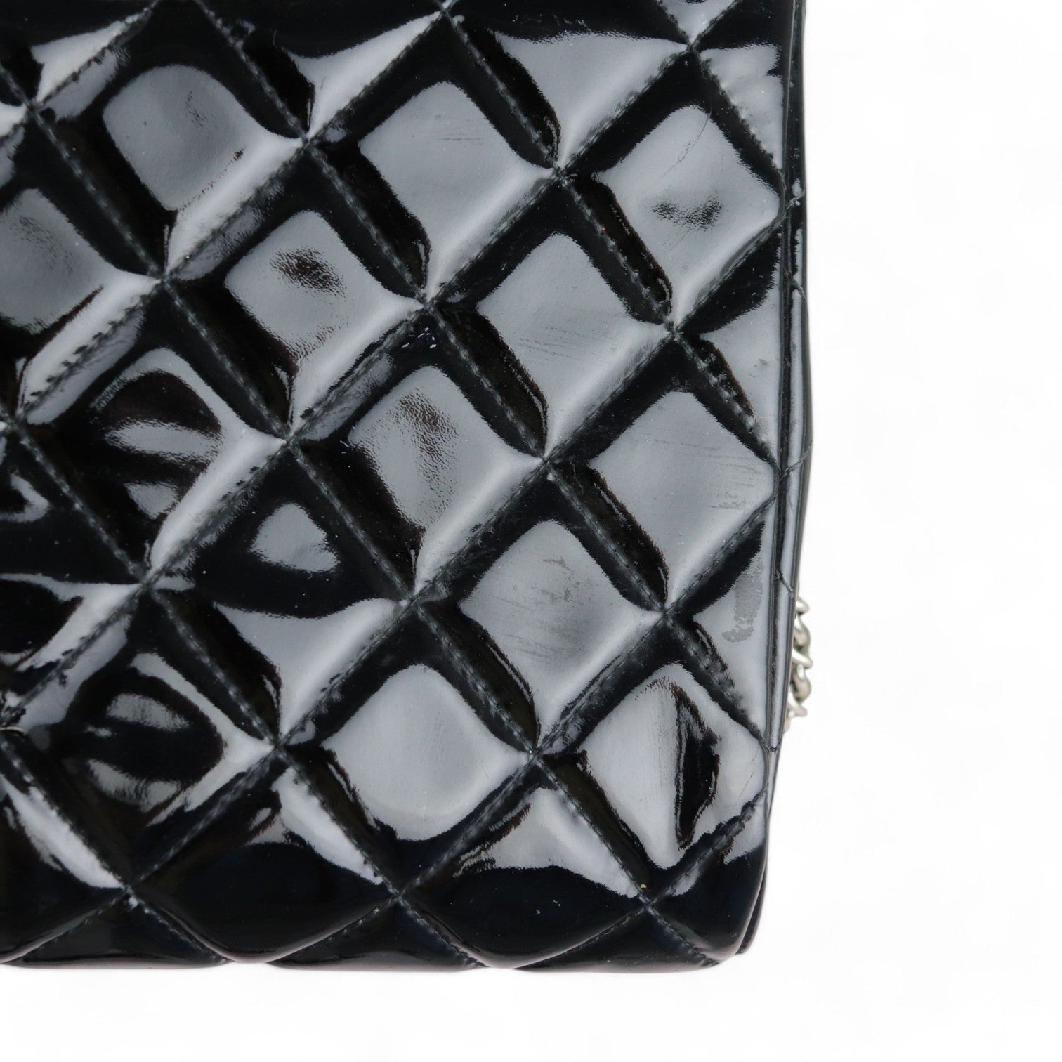 Chanel Clutch with Chain Flap Patent Quilted Black SHW