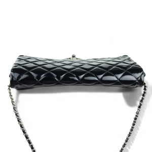 Chanel Clutch with Chain Flap Patent Quilted Black SHW