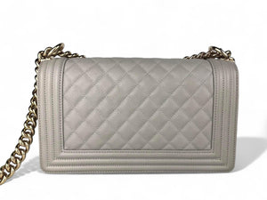 Chanel Leboy Old Medium Taupe-Grey Caviar / Grained Calfskin, Gold-tone Hardware