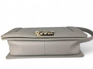 Chanel Leboy Old Medium Taupe-Grey Caviar / Grained Calfskin, Gold-tone Hardware