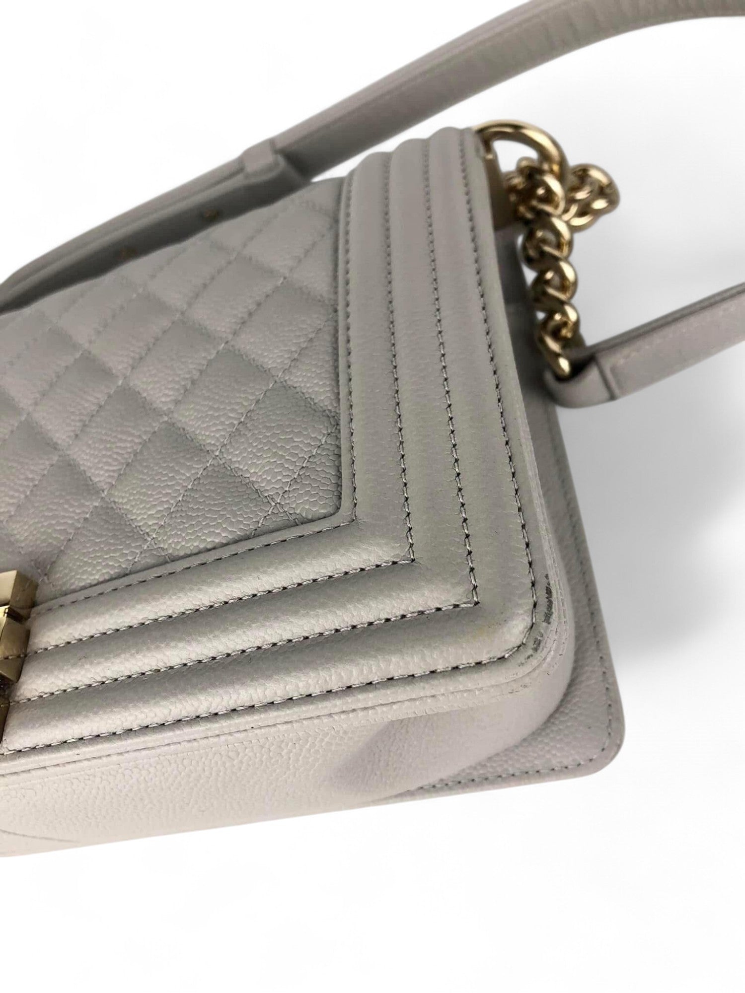 Chanel Leboy Old Medium Taupe-Grey Caviar / Grained Calfskin, Gold-tone Hardware