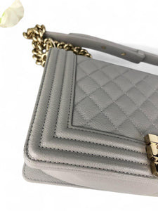 Chanel Leboy Old Medium Taupe-Grey Caviar / Grained Calfskin, Gold-tone Hardware