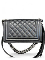 Load image into Gallery viewer, Chanel Leboy Small Quilted Black Caviar / Grained Calfskin, Ruthenium Hardware
