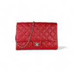 Load image into Gallery viewer, Chanel Clutch Jumbo with Chain Diamond Quilted Red Lambskin Silver-tone Hardware
