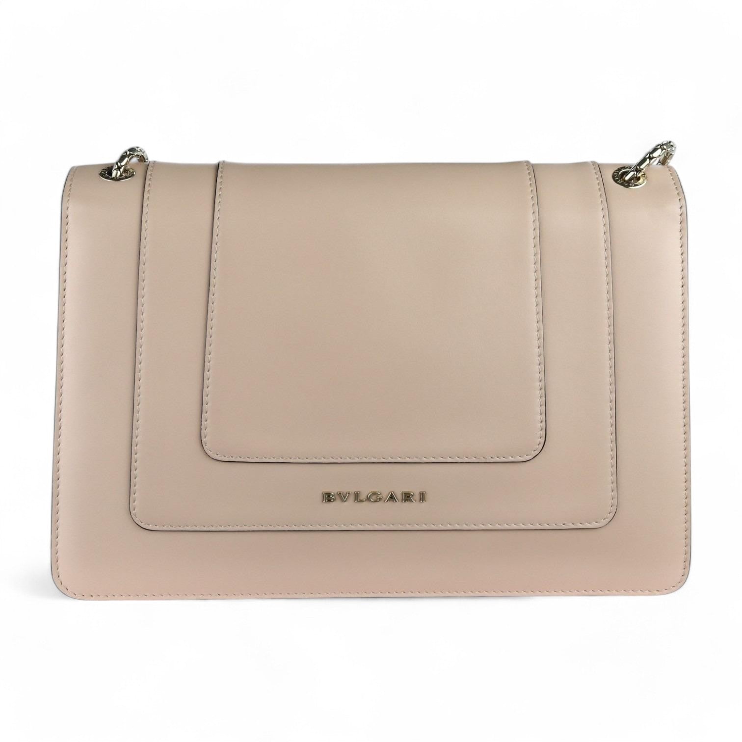 Bulgari Serpenti Forever White Agate Calfskin, Gold-tone Hardware